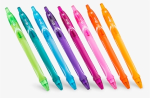 Eight Gelocity Pens Of Different Colors In A Row - Bic Gel-ocity Quick Dry Retractable Gel #3229589