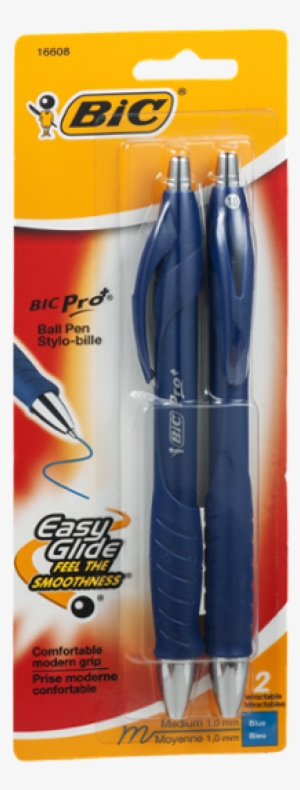 Bic Pro+ Ball Pen, Retractable, Medium, Blue - 2 Pens #3229635