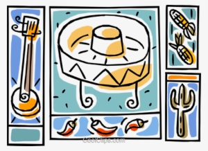 Mexican Motif With Sombrero, Cactus Royalty Free Vector #3233833
