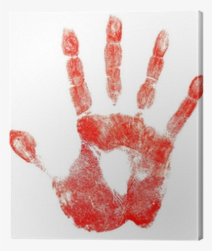Bloody Red Hand Print Isolated On White Canvas Print - Stock Photography #3233858