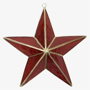 Capiz 3d Star Ornament In Red & Gold - Capiz 3d Star Ornament In Red & Gold #3234747