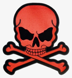 Red Monster Skull Crossbones Patch / Sku Grl Mk3 Dl - Skull And Bones Biker Patch #3235341