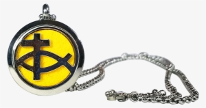 Stainless Steel Ichthus Cross Essential Oil Necklace - Locket #3235886