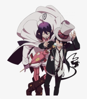 Rin Wears A White Shirt, With A Perfect Necktie As - Blue Exorcist Mephisto And Rin #3239117