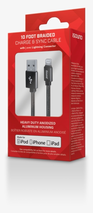 Isound Lightning Cable 10ft Charge Sync Braided Apple #3239429