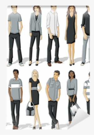 Group Of Fashion Cartoon Young Business People - Illustration #3240290