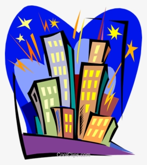 Buildings In Fireworks Royalty Free Vector Clip Art - Clipart Gratte Ciel #3244688