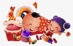 Hand Painted Cartoon Children Playing Decoratives - Chinese New Year Cartoon #3245134