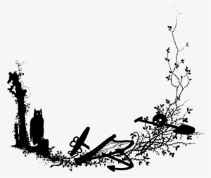 Owl And Skull Frame Vector Image - Spooky Clipart Border #3245921