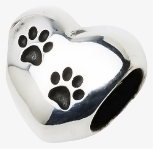 A Beautiful Sterling Silver Heart Charm With Two Paw - Bracelet #3252523
