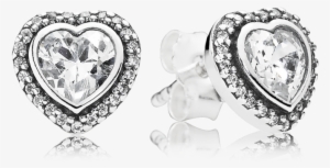 Earrings Pandora Button 290736cz Woman Silver Heart - Sparkling Love Earring Studs - Pandora #3252540
