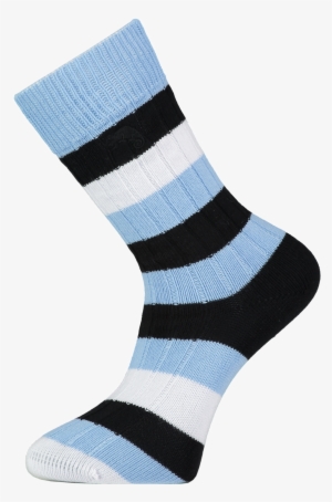 Blue, White And Black Striped Socks - Sock #3255242