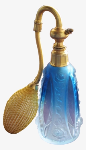 Crystal French Perfume Bottle Atomizer With Roses And - Blue Perfume Bottle Png #3259082