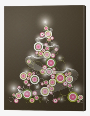 Retro Circle Pink Green Christmas Tree Canvas Print - Pink Christmas Tree #3261384
