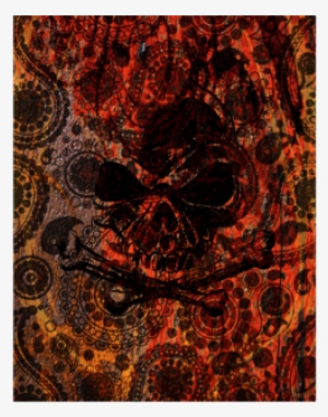 Angry Skull Emerging From Grunge Paisley And Fire - Postcard #3264260