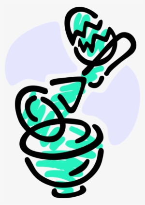 Vector Illustration Of Kitchen Mixing Bowl With Wisk - Royalty-free #3264543