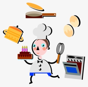 Vector Illustration Of Pastry Chef Bakes Birthday Cake #3264907