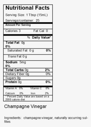 Champagne Vinegar - Nutrition Facts #3267751
