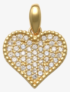 14k Solid Gold Fancy Heart Pendant With Cz - Locket #3273095