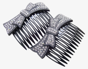 Matched Pair Hair Combs Mid Century Rhinestone Hair - Tiara #3273302
