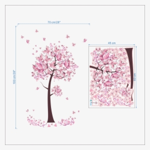 Fancy Wall Decoration 3d Sticker Pink Tree Butterfly - Flower And Girl Wall Stickers #3273403