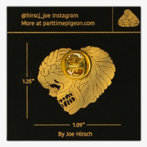 Image Of Skull Heart Gold Enamel Pin - Lapel Pin #3274429