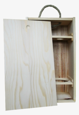 Wooden Box For Two 750ml Bottles With Sliding Cover - Plywood #3275779