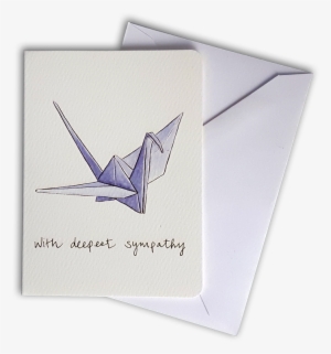 Paper Crane Sympathy Mini Card - Watercolor Painting #3278519