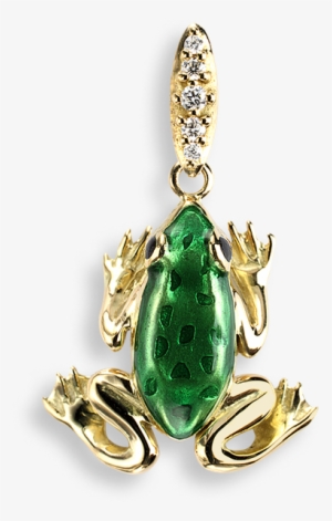 Nicole Barr Designs 18 Karat Gold Necklace Frog Green - Diamonds Green Frog Stud Earrings - 18k Gold #3279430