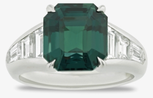Green Sapphire And Diamond Ring, - Sapphire #3279771