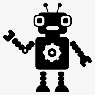 Robot With A Gear Vector - Vector Png Black And White Robot #3284262
