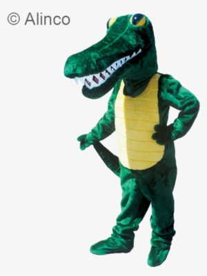Gator Mascot Costume - Men's Adult Gator Mascot - Green/yellow - One Size #3285123