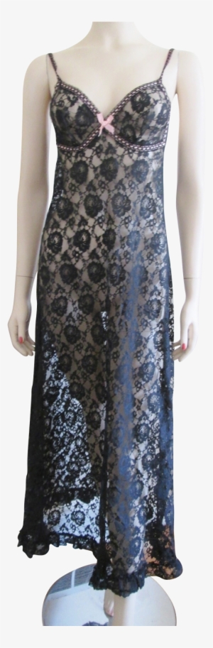 Sexy Black Lace Negligee Vintage 1960s Lingerie Pink - Lace #3285185