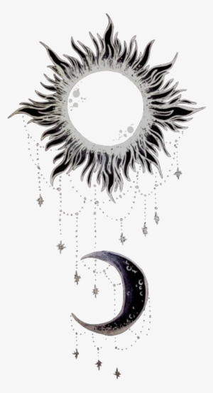 Tumblr Moon Sun Blackandwhite Black White Png Black - Sun Moon #3293498