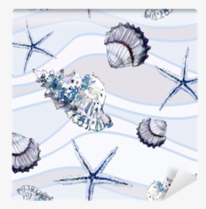 Seamless Marine Pattern With Shells And Starfish On - Sfondo Marino Bianco #332740 Seamless Marine Pattern With Shells And Starfish On - Sfondo Marino Bianco #332740