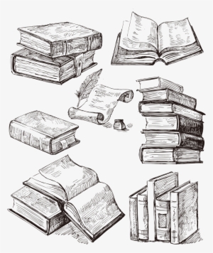 Book Drawing Tattoo Idea - Pen Drawing Stack Of Books #333462