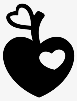 Heart Shaped Apple With Heart Bite And Heart Leaf Shape - Apple Heart Black And White #334248