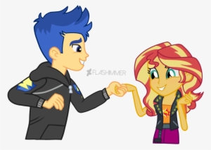 Alternate Hairstyle, Artist - Mlp Fim Eg Sunset Shimmer And Flash Sentry #335769
