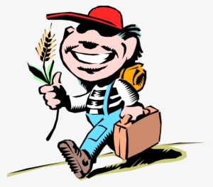 Vector Illustration Of Hayseed Kid Walks To School - Clip Art #3307418