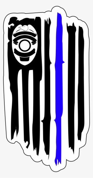 Distressed Usa Flag W/ Police Shield Thin Blue Line - Police #3307657