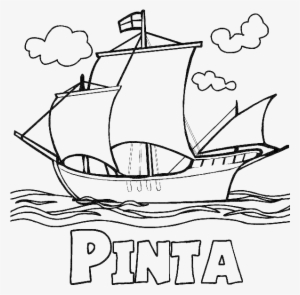Columbus Fleet Pinta On Columbus Day Coloring Page - Christopher Columbus Ship Drawing #3307931
