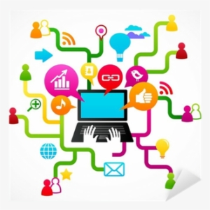 Social Network Background With Media Icons Sticker - Rewired By Brandon Cox #3310114