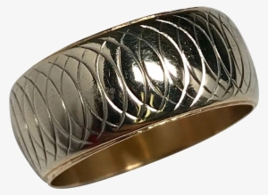 Vintage 14 K Two Tone Gold Swirl Engraved - Bangle #3311890