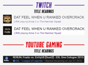 Streamer Name And Current Game On Twitch And Youtube - Video Game #3312936