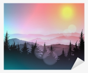 Bokeh Background With Forest On Sunrise, Vector Eps10 - Painting #3313360