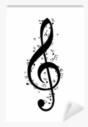 G-clef Made Of Little Music Notes Vector Wall Mural - Music Note Icon Png #3314512