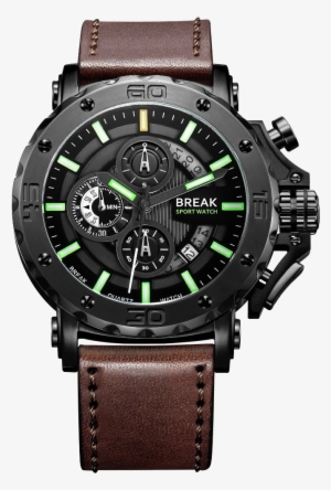 Break Brown Leather Strap - Break Men Luxury Sport Military Leather Chronograph #3324256