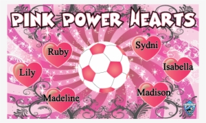 Pink Power Hearts Custom Vinyl Banner - Floral Ornaments #3328942