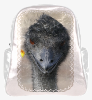 Happy Emu With Yellow Flower Multi-pockets Backpack - Happy Emu Canvas Print - Small By Ivaw #3330430