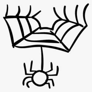 Halloween Spider Web With The Animal Hanging Vector - Spider #3331530